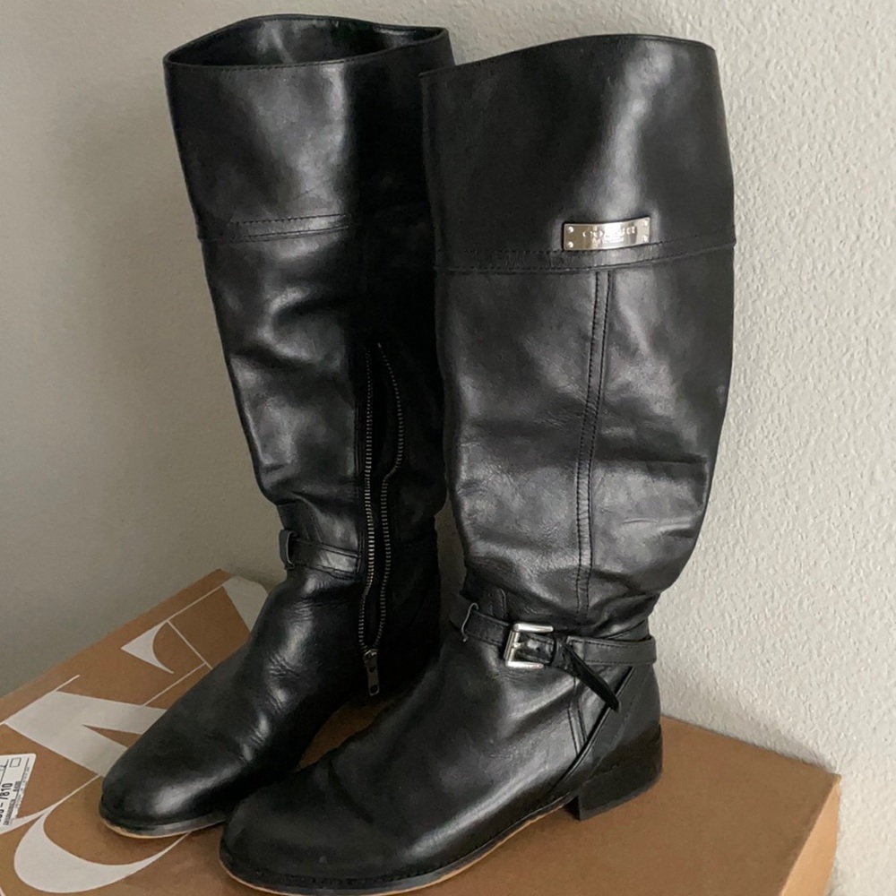 Coach leather knee length boots